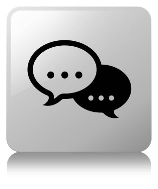 Konuşma balonu simgesi Beyaz kare düğme