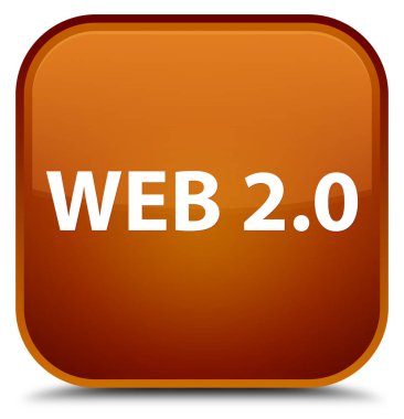 Web 2.0 özel kahverengi kare düğme