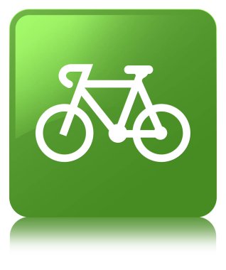 Bisiklet kutsal kişilerin resmi yumuşak yeşil kare düğme