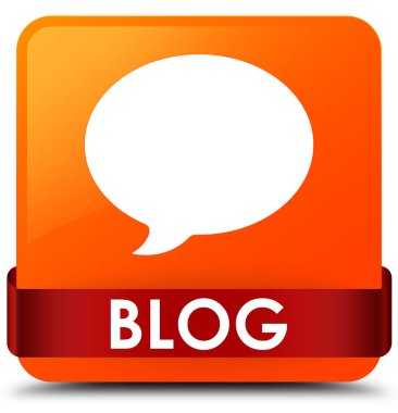 Blog (görüşme simgesi) turuncu kare düğme kırmızı kurdele midd