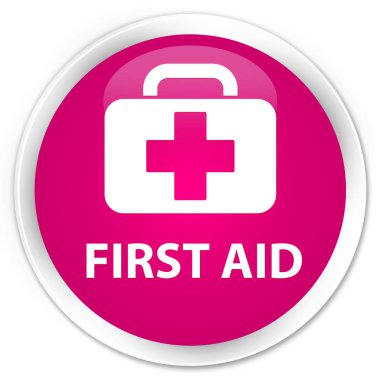 İlk yardım sigorta primi pembe yuvarlak düğmesi