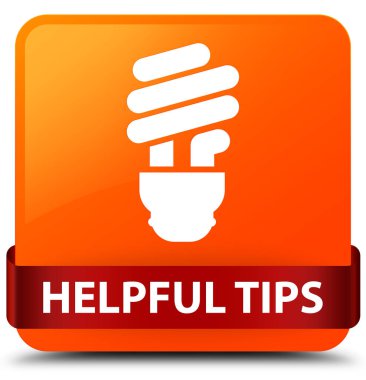 Yararlı ipuçları (ampul simgesi) turuncu kare düğme kırmızı kurdele midd