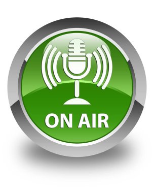 Hava (mikrofon simgesi) parlak yumuşak yeşil yuvarlak düğmesi