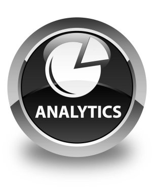 Analytics (grafik simgesi) parlak siyah yuvarlak düğmesi