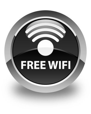 Ücretsiz Wi-Fi parlak siyah yuvarlak düğme