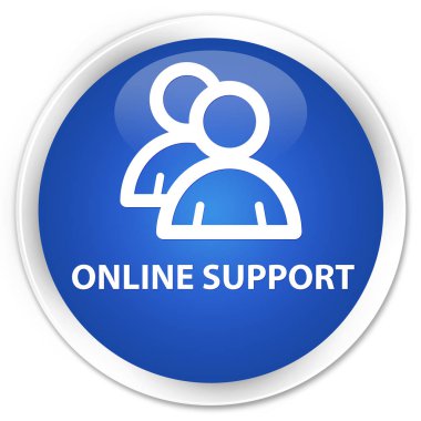 Çevrimiçi destek (grup simgesi) sigorta primi mavi yuvarlak düğmesi