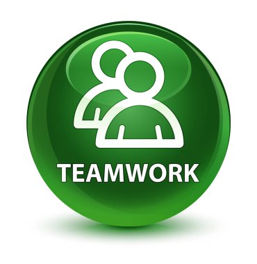 Ekip çalışması (grup simgesi) cam gibi yumuşak yeşil yuvarlak düğmesi