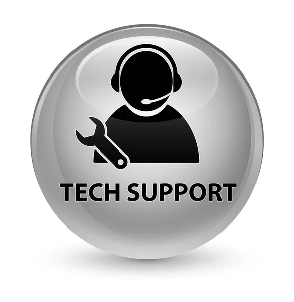 Tech support glasartade vita runda knappen — Stockfoto