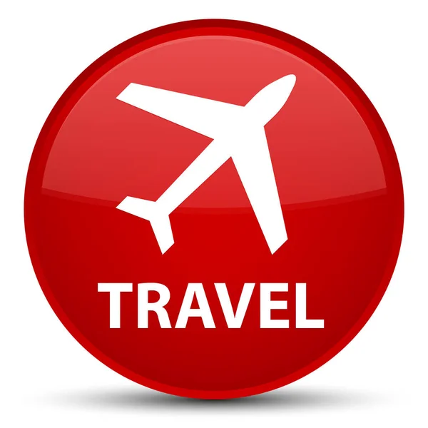 여행 (비행기 아이콘) 특별 한 빨간 라운드 버튼 — 스톡 사진