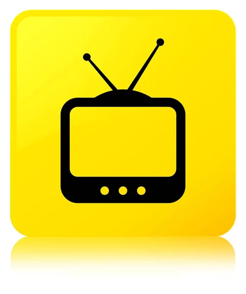 Telewizor ikona żółtego przycisku kwadrat — Zdjęcie stockowe
