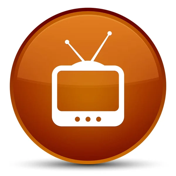 TV  icon special brown round button — Stock Photo, Image