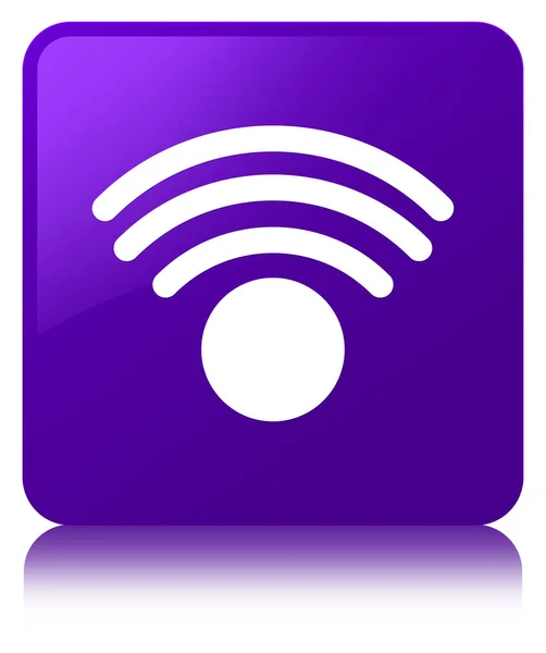 Ícone wifi roxo botão quadrado — Fotografia de Stock
