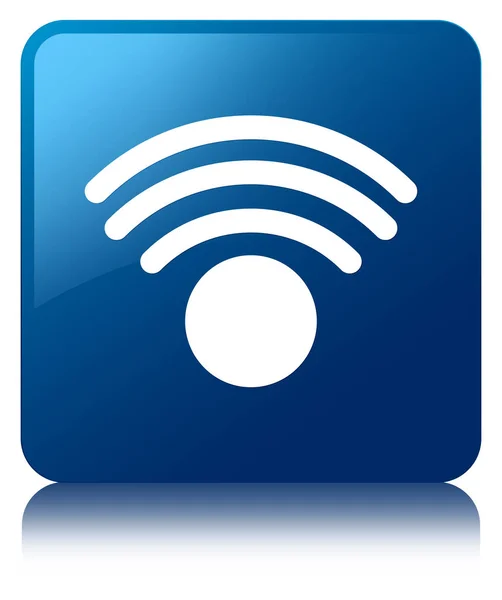 Pulsante quadrato blu icona Wifi — Foto Stock