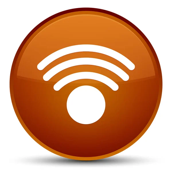 Ícone Wi-Fi botão redondo marrom especial — Fotografia de Stock