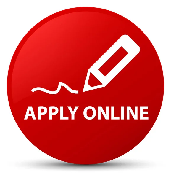 Apply online (edit pen icon) red round button — Stock Photo, Image