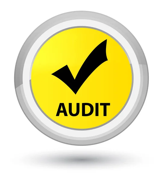 Auditoria (validar ícone) botão redondo amarelo principal — Fotografia de Stock