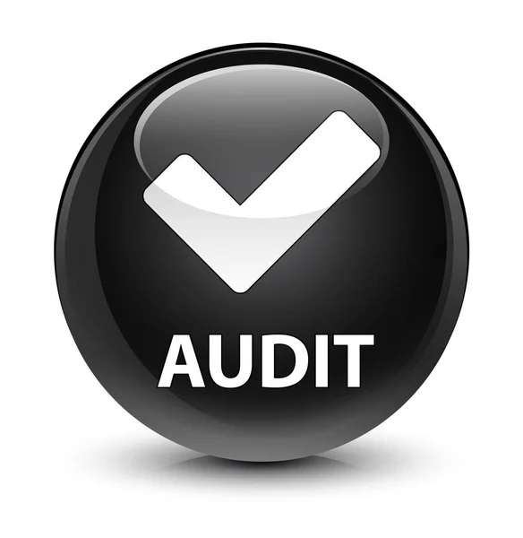 Auditoría (validar icono) botón redondo negro vidrioso — Foto de Stock