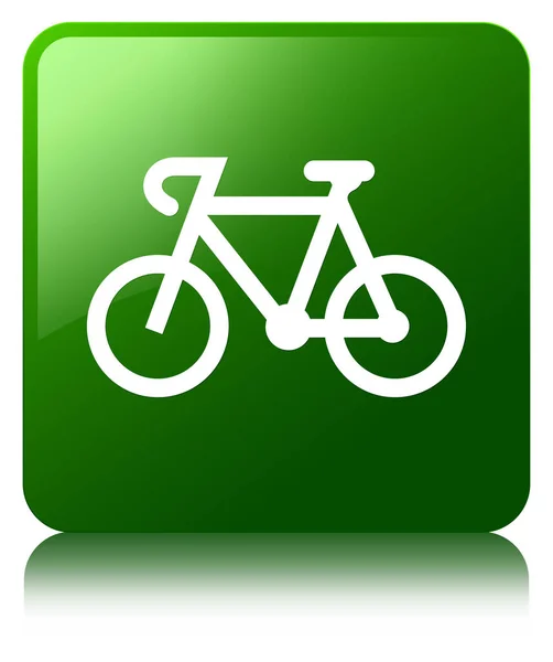 Bicycle icon green square button — Stock Photo, Image