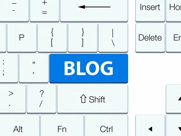 Blog botón teclado azul —  Fotos de Stock