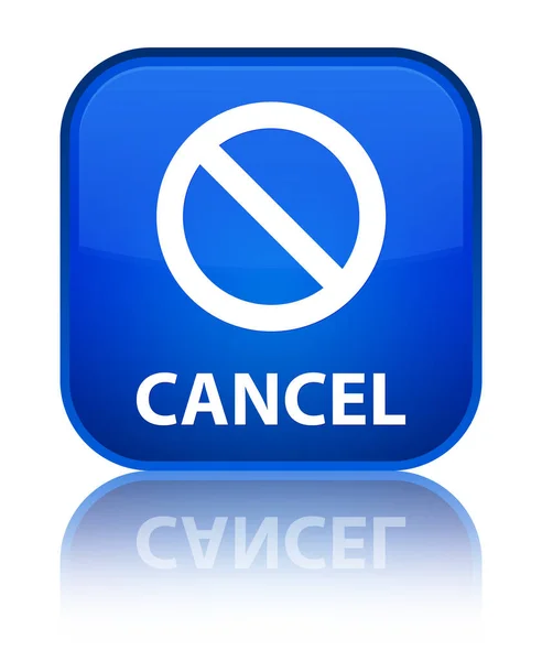 Annuller (forbud tegn ikon) speciel blå firkant knap - Stock-foto