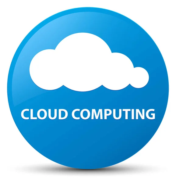 Cloud computing cyan azul botón redondo — Foto de Stock