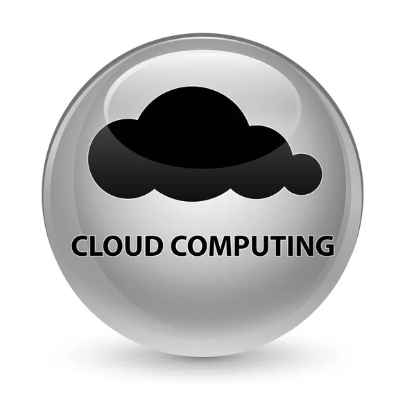Cloud computing glasagtig hvid rund knap - Stock-foto
