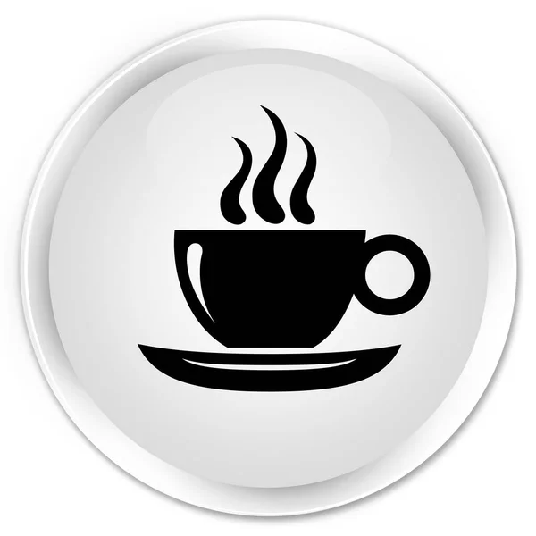 커피 컵 아이콘 프리미엄 화이트 라운드 버튼 — 스톡 사진