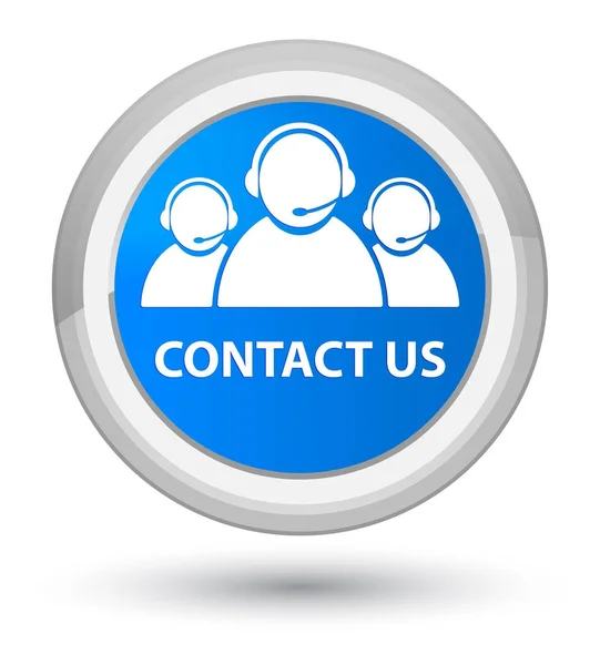Contact us (customer care team icon) prime cyan blue round butto — Stock Photo, Image