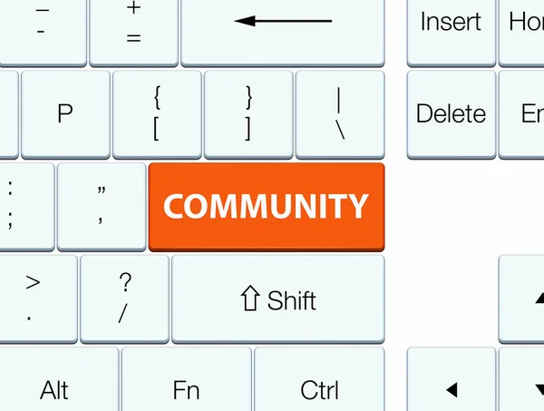 Comunidad botón teclado naranja —  Fotos de Stock