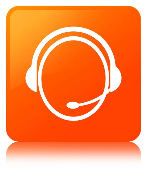 Servizio clienti icona arancione pulsante quadrato — Foto Stock