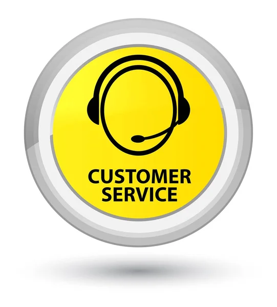 Servicio al cliente (icono de atención al cliente) botón redondo amarillo primo — Foto de Stock