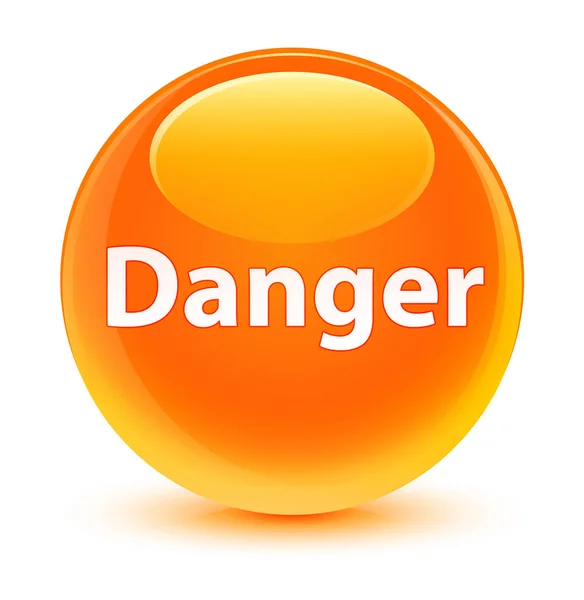 Danger botão redondo laranja vítreo — Fotografia de Stock