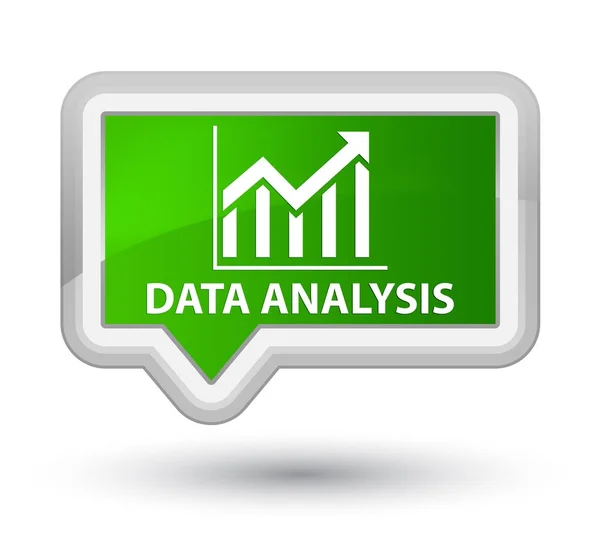 Analisis data (ikon statistik) tombol banner hijau utama — Stok Foto