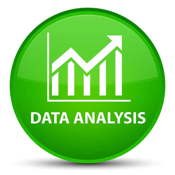 Analisis data (ikon statistik) tombol bundar hijau spesial — Stok Foto