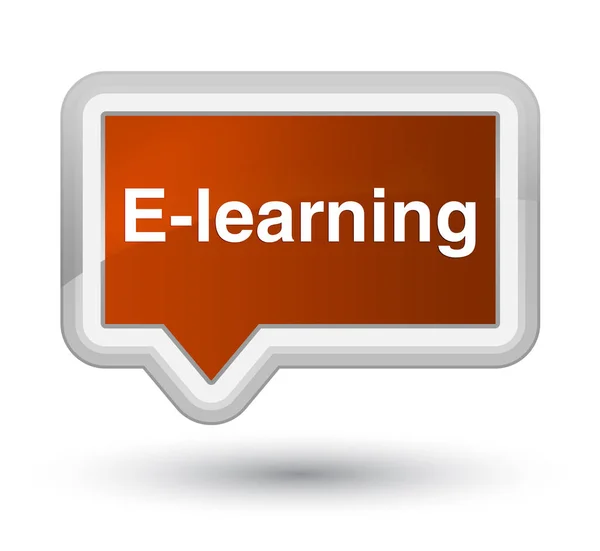 Az E-learning elsődleges barna banner gomb — Stock Fotó