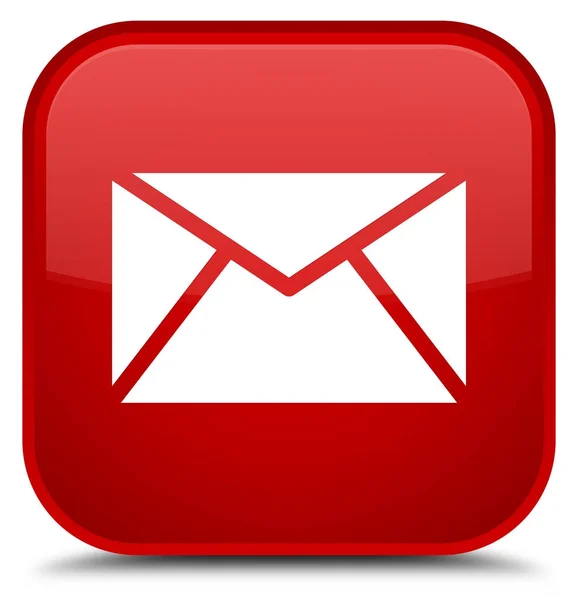 电子邮件图标特殊的红色方形按钮 — 图库照片