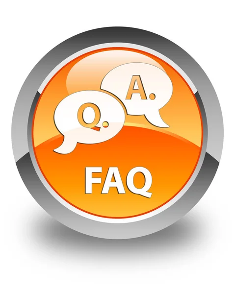 Faq (question answer bubble icon) glossy orange round button — Stock Photo, Image