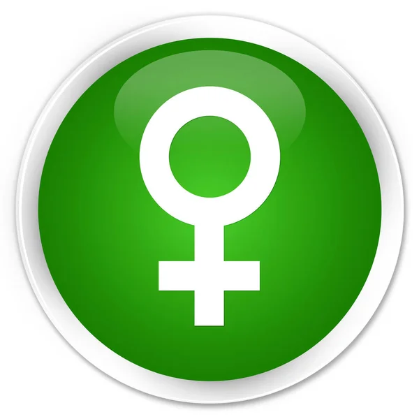 Icône signe féminin bouton rond vert premium — Photo