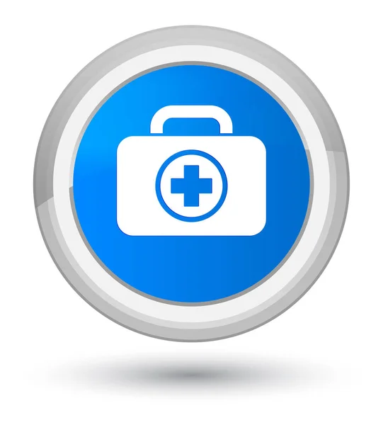 Піктограма набору першої допомоги для простих блакитних круглих кнопок — стокове фото