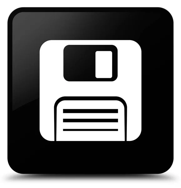 Disco disquete icono negro botón cuadrado —  Fotos de Stock