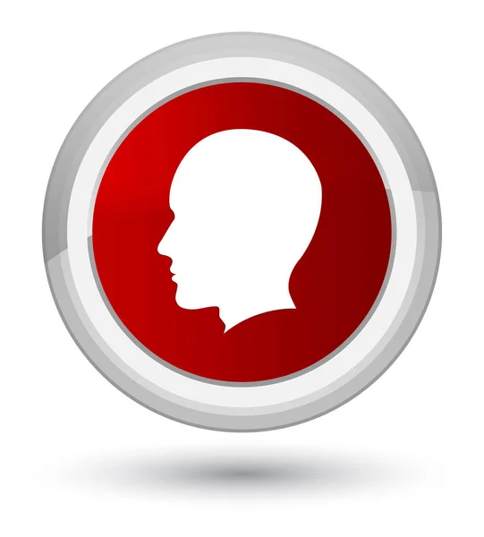 Cabeça ícone rosto masculino botão redondo vermelho principal — Fotografia de Stock