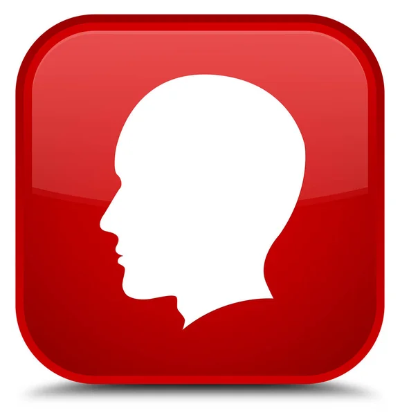 Cabeça ícone rosto masculino botão quadrado vermelho especial — Fotografia de Stock