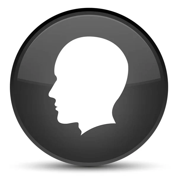 Hoofd mannelijk gezicht pictogram speciale zwarte ronde knop — Stockfoto