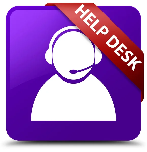 Help desk (customer care icon) purple square button red ribbon i