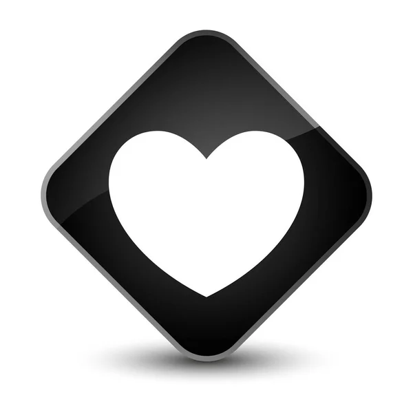 Значок серця елегантна чорна діамантова кнопка — стокове фото