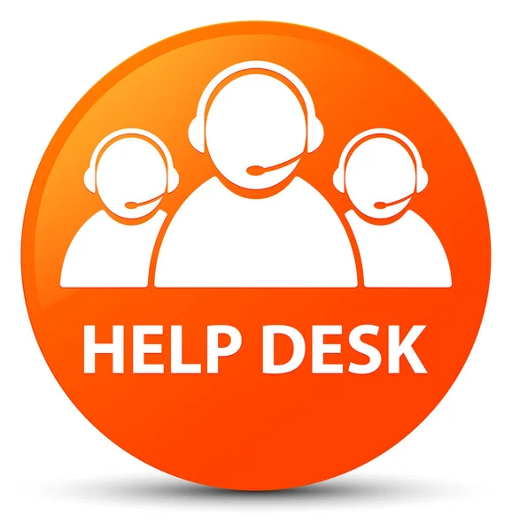 帮助台 (客户服务团队图标) 橙色圆形按钮 — 图库照片
