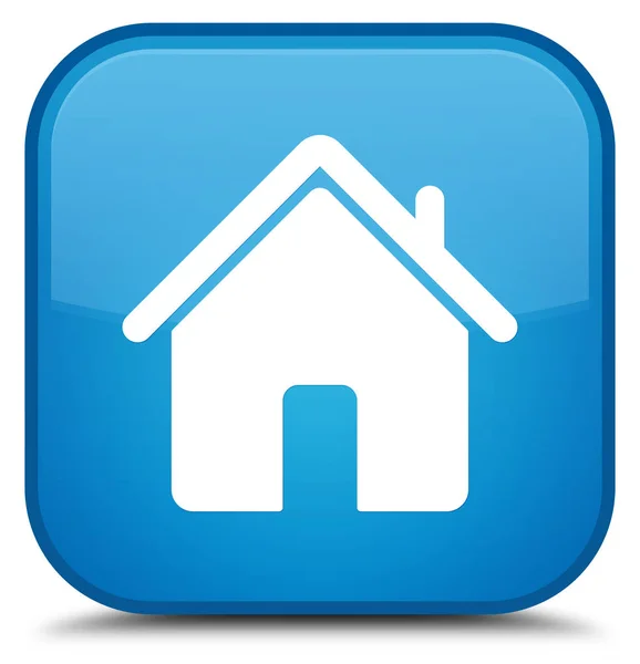홈 아이콘 특별 시안색 파란색 사각형 버튼 — 스톡 사진