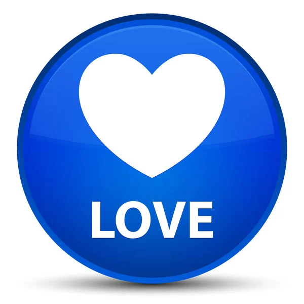 Sevgi özel mavi yuvarlak düğmesi — Stok fotoğraf
