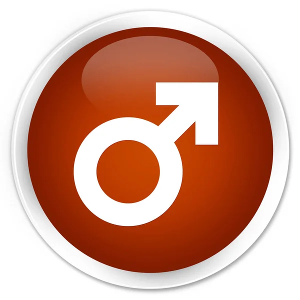 Signo masculino icono prima marrón botón redondo — Foto de Stock