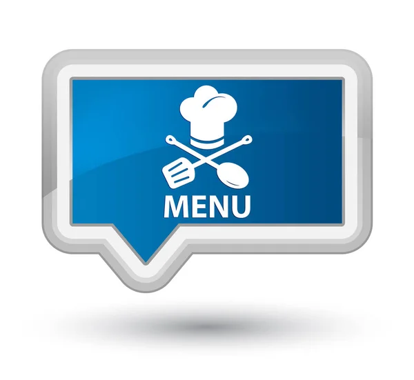 Menuknop (restaurant pictogram) eerste blauwe banner — Stockfoto